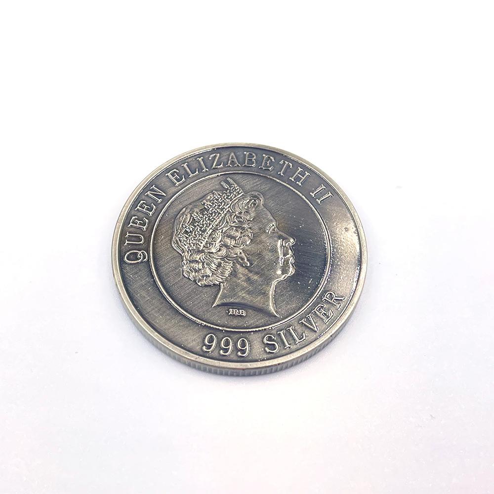 Twelve zodiac signs, Elizabeth II, commemorative coin, antique, gold-plated, three-dimensional, color printed, commemorative coin, antique gold coin