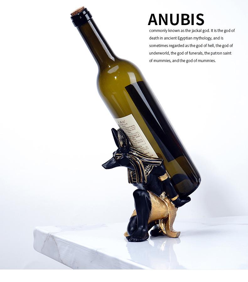 Stojak na wino i uchwyt na telefon Anubis i Bastet Dekor z żywicy