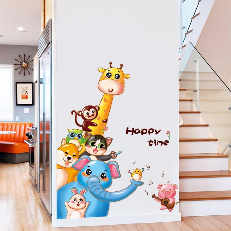 Removable Cartoon Wall Stickers for Kids Room Kindergarten Creative Christmas Birthday Gift Decals