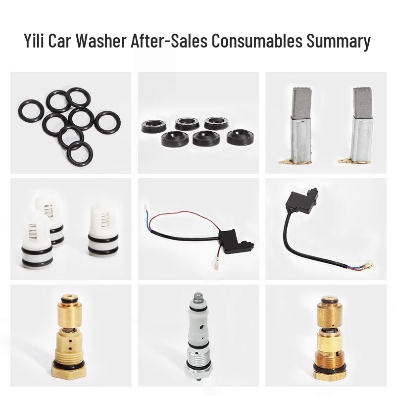 Accessori per lavatrici per auto Yili: Anello di tenuta, spazzola di carbone, valvola di troppo pieno, microinterruttore, valvola unidirezionale.