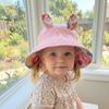 Cotton Children Rabbit Ears Sun Hat Adjustable Wide Brim Hat Kids Empty Top Sunscreen Hat  Running
