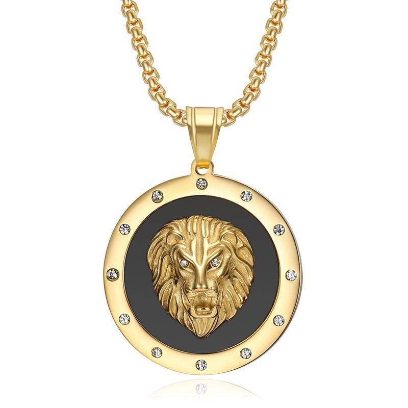 2026 Jewelry Fashion Trend Inlaid Zircon Lion Head Pendant Necklace Men's Party Jewelry Accessories