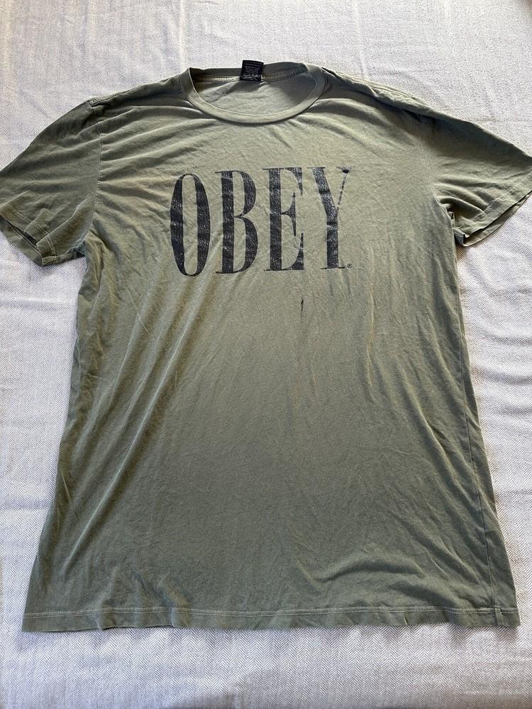 Obey Футболка Унисекс Уличный стиль XL Оливково-зеленый S