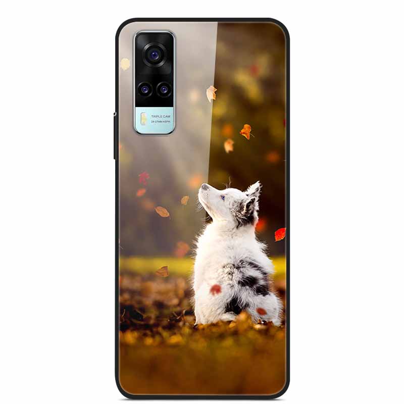 For vivo Y53S 4G Case Y31 2021 Tempered Glass Hard Back Case for vivo Y31 2021 Phone Cover Cat Bumper Fundas Capa For vivoY53 5G