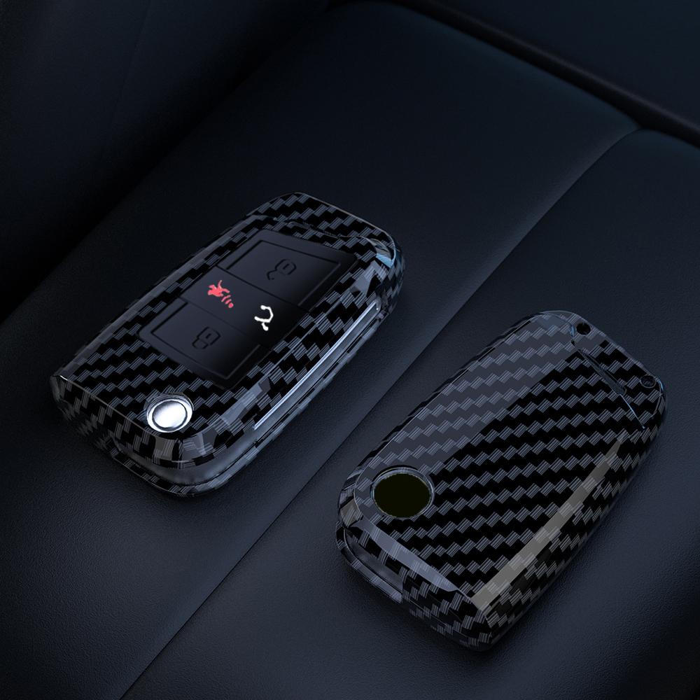 For Vw Volkswagen Golf 7 Mk7 Tiguan Mk2 T-Roc T-Cross Skoda Octavia Kodiaq Karoq Seat Ateca Leon Fob Abs Carbon Key Case Cover