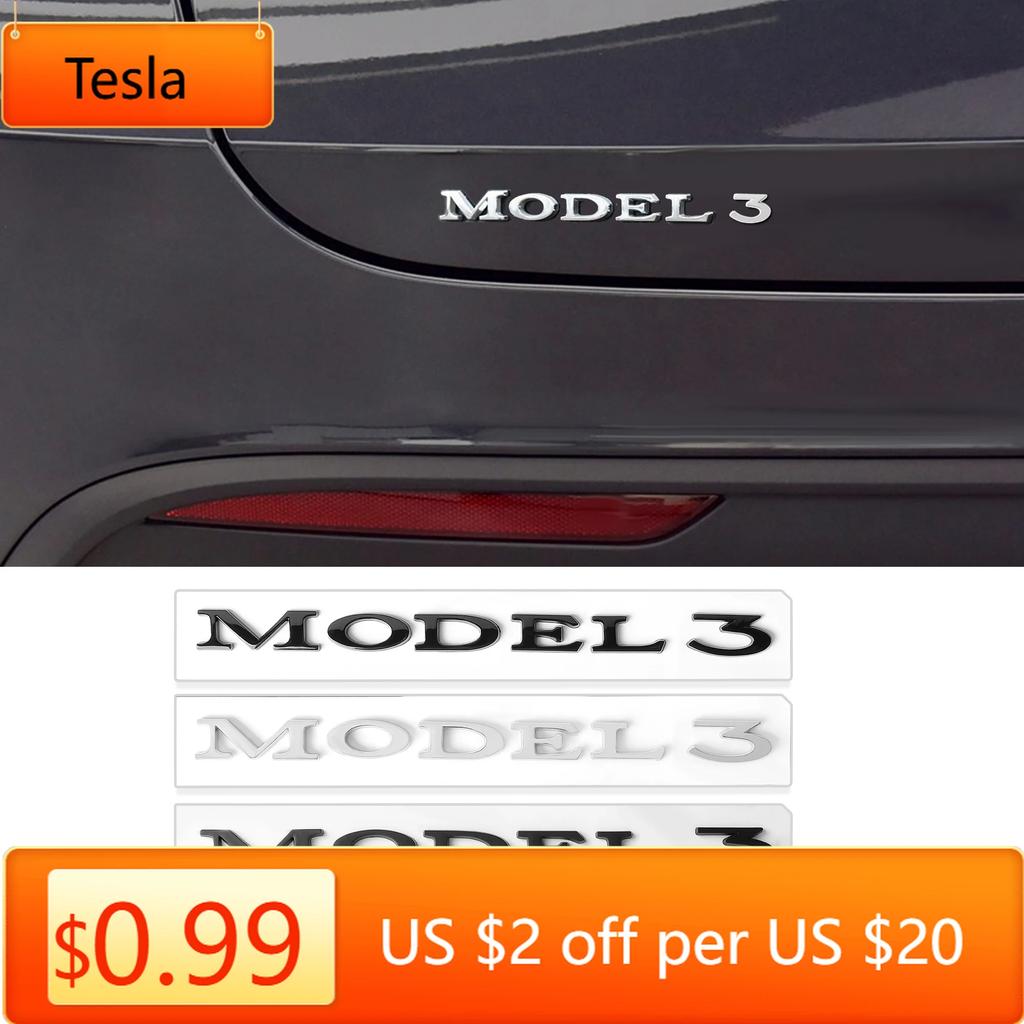 Autoaufkleber Tesla Auto Heckklappe Kofferraum Motorhaube Abziehbild ABS Emblem Logo Hinterer Aufkleber Für Tesla Model 3 Auto Plakette Außendekoration