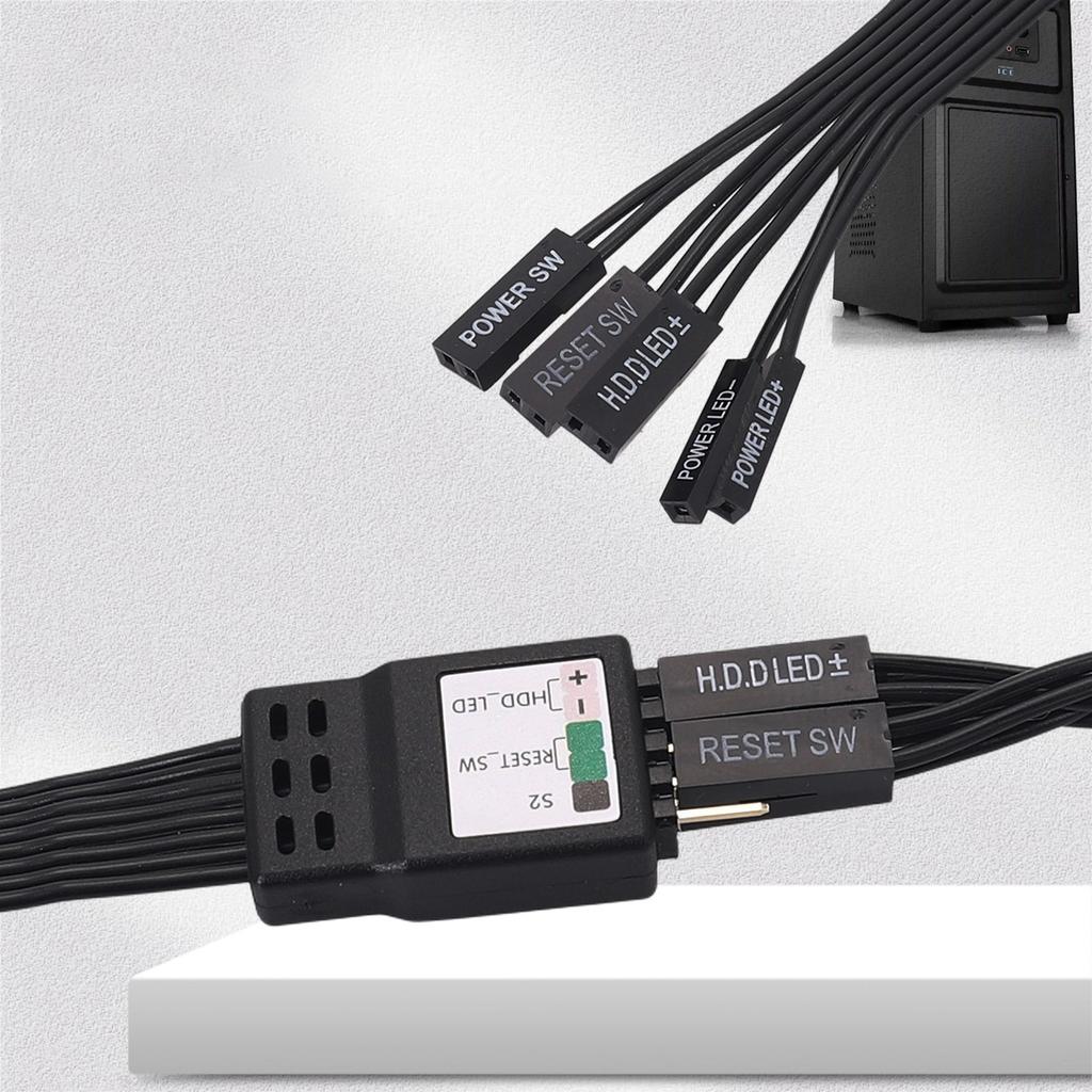 Premium 2Pin To 9Pin Computer Case Cable For Power Switches Reset And HDD LED Signal Transmission