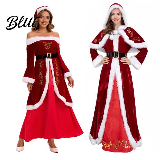 Theme Photography Attire Mrs. Claus Costume for Women Adult Christmas Santa Dress Three-dimensional with White Faux Fur Trim Velvet Xmas Cosplay