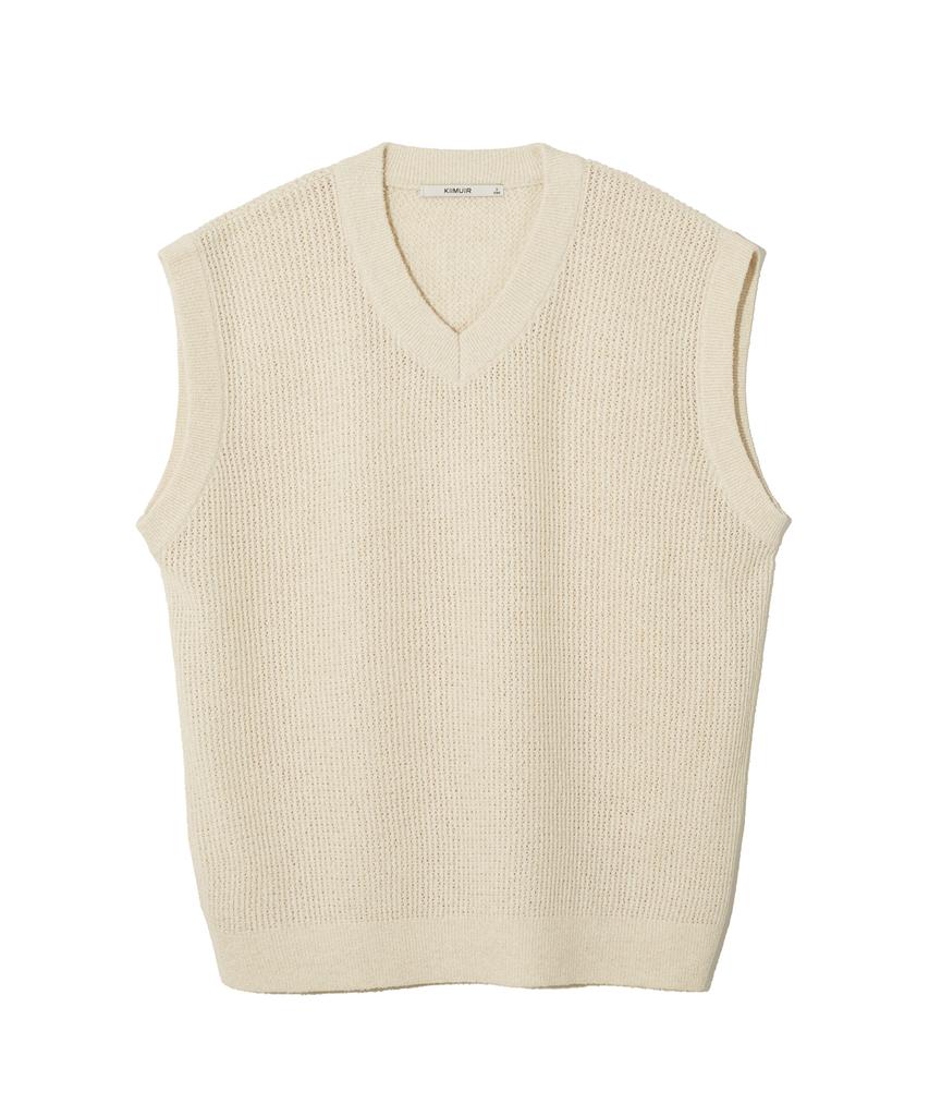 Kimwear Boucle Oversized Knit Vest_Cream