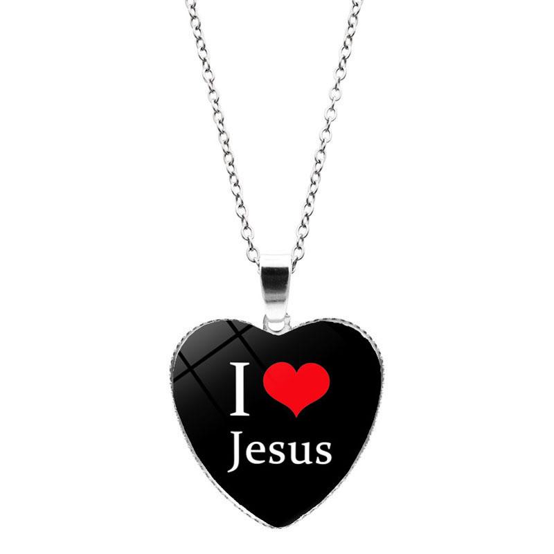 Lovely I Love Jesus Heart Pendant Necklace With Durable Alloy Material And Crystal Finish
