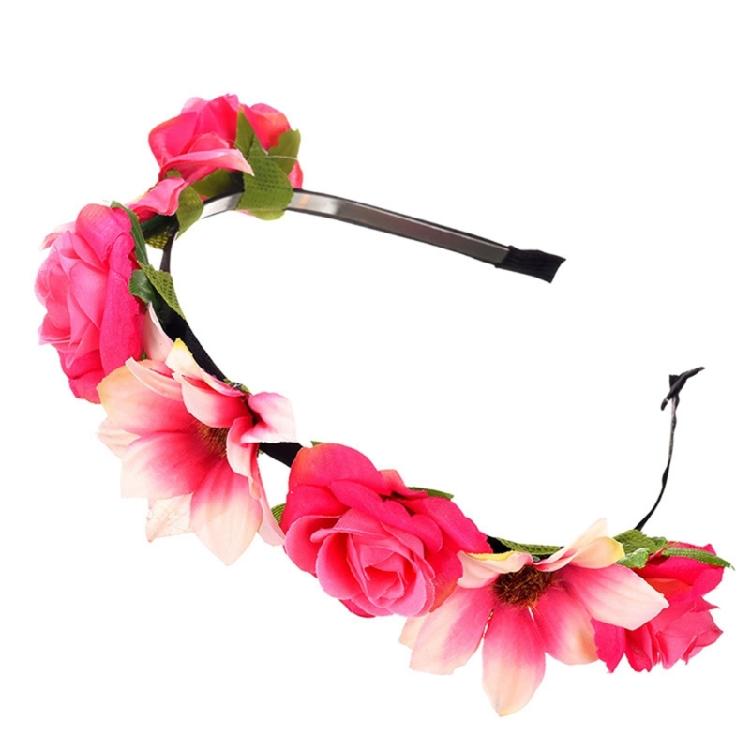 Stylish Fabric Flower Hairhoop with Leaves Birthday Party Gathering Headband Garland Hairband for Various Event