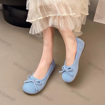 Large Size Women's Ballet Flats 2025 Summer New Bow-knot Soft Sole Vintage Casual Shoes Lightweight Comfortable Women Loafers
