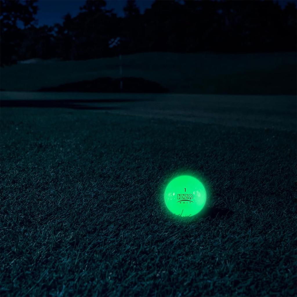 Izzo Golf Ball Set of 3 with UV Light Glowing Golf Ball USGA Official Specification Fluorescent Glowing Night Golf Night Golf Night Game Play 3P