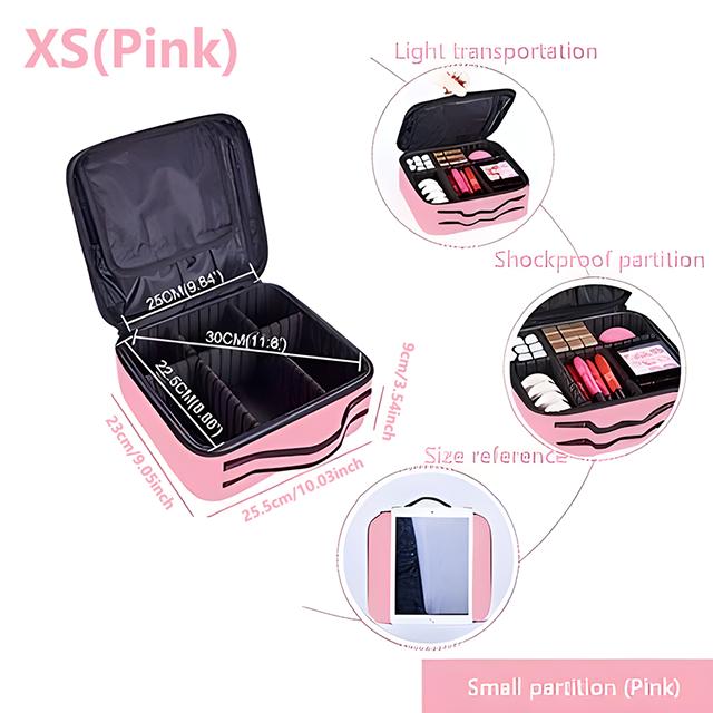 Travel Makeup Bag – Waterproof Cosmetic Case, Professional Storage for Beauty Brushes & Tools, Embroidery Portable Makeup Box