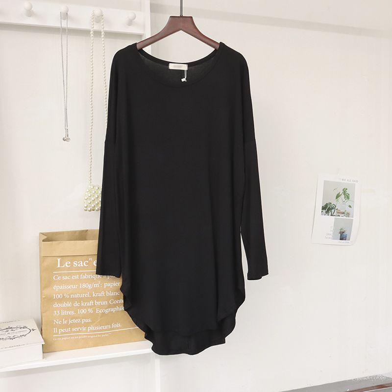Women's Modal Long-Sleeve Yoga Top - Breathable, Solid Color, Buttocks-Covering Layer for Summer Workouts and Dance.