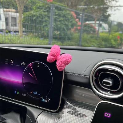 2 Stück Autohaken Auto Unsichtbar Niedliche Schleife Dekoration Mittelkonsole Dekoration Innendekoration Bildschirmdekoration Ornament