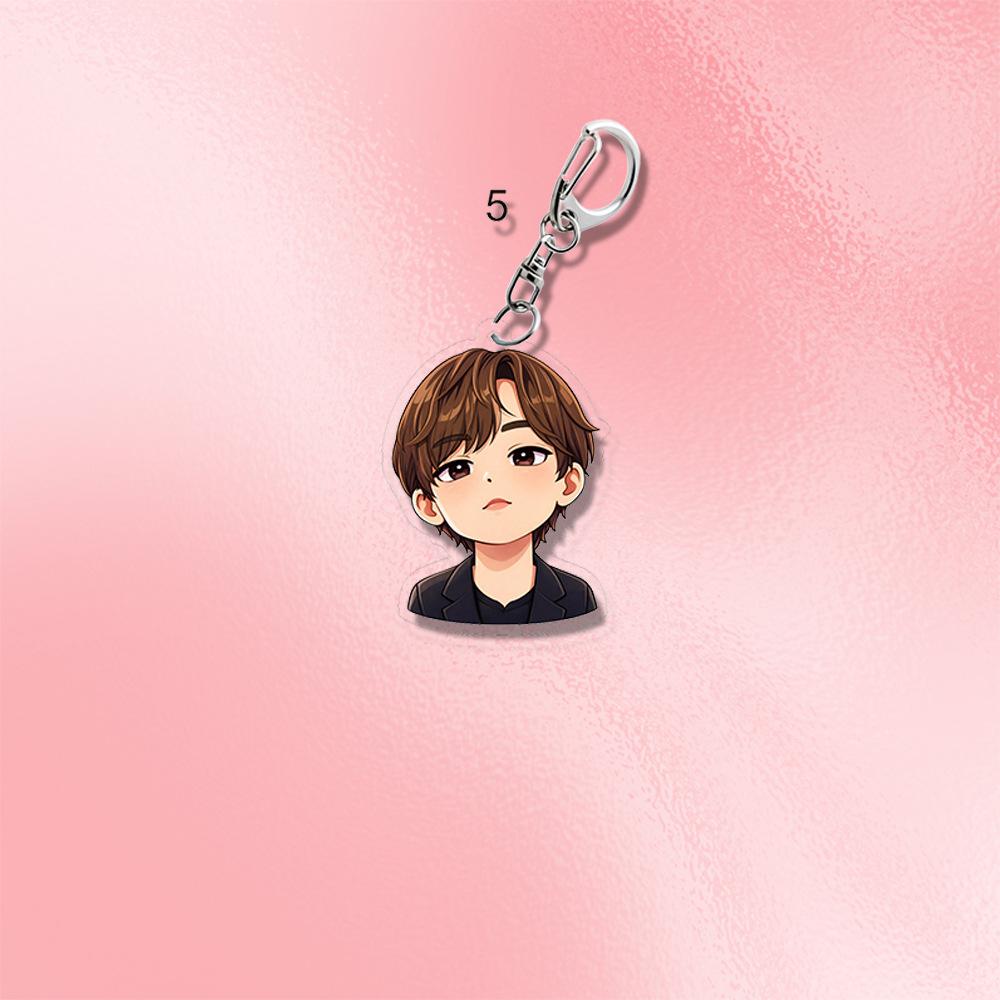 7pcs BTS Cool Black Outfit Anime Cartoon Acrylic Keychain, Bangtan Boys Cartoon Figure Keyring, Kpop Idol Bag Pendant for ARMY Fans