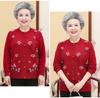 Dámský svetr pro střední a starší věk Pletený cardigan Šaty pro maminky Plus sametové zesílení Babička Teplý kabát Podzimní a zimní topy