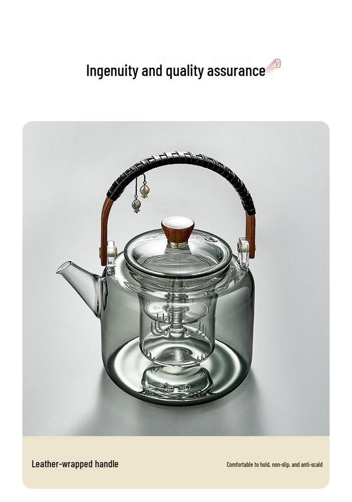 High-Temperature Resistant Glass Tea Kettle with Handle, Compatible with Induction Cookers for Brewing and Boiling Water