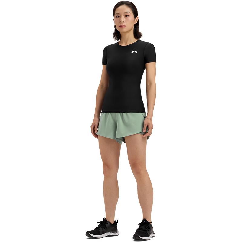 Under Armour HeatGear® OG Logo Print Crew Neck Slim Fit Short Sleeve T-Shirt Women Tops Black 1387562-001
