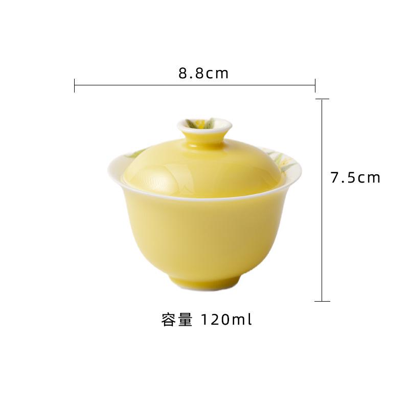 

120ml Hand-painted Osmanthus Gaiwan Traditional Tea Tureen Tea Bowl With Lid Kit Tea Maker Cover Bowl Tea Services Ornaments