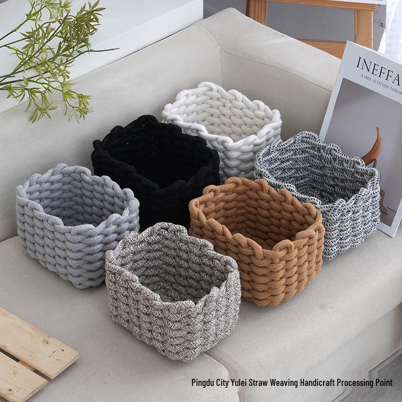 

Simple Cotton Rope Woven Storage Basket for Cosmetics and Sundries Light Gray