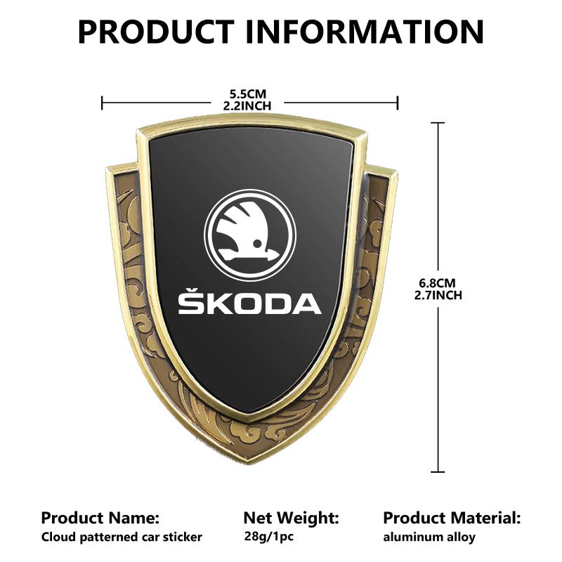VIJT4 3D Metal Car Side Body Trunk Decoration Emblem Sticker Shield Styling For Skoda octavia a5 a4 mk1 2 fabia superb rapid mk3 yeti