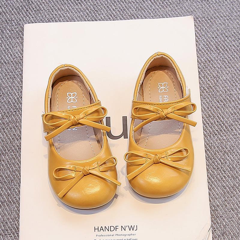Girls Bow Princess Leather Shoes 2025 Autumn New Children's Baby Beanie Shoes Girls Mary Jane Single Shoes Trend