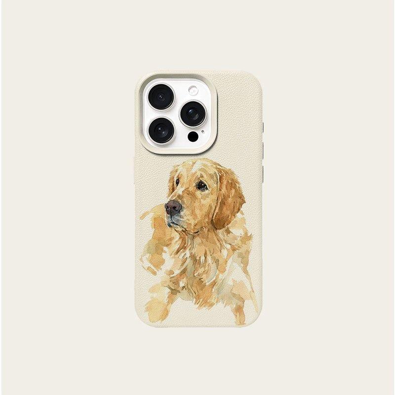 

1Pc Golden Retriever Lychee Pattern Phone Case, Shockproof Protective Cover for iPhone 17, 16, 15, Plus, Pro, Max Series - Suitable for Gifting iPhone 16 Pro слонова кістка