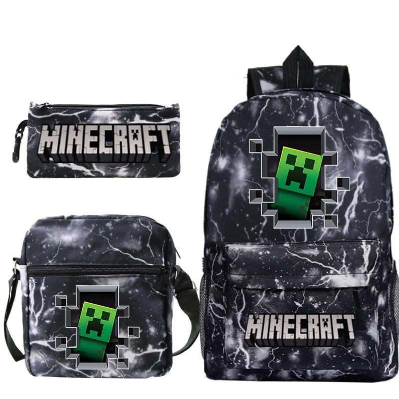 Game Minecraft Printed Children'S School Bag Oblique Span Bag Stationery Pencil Bag Student Backpack Set