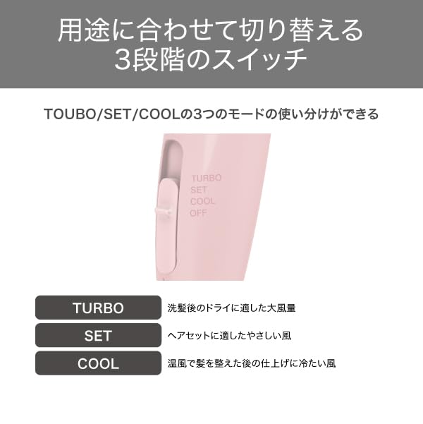 Tescom Hair Dryer Negative Ion Folding ColdHot Air Lightweight Pink TD260A-P