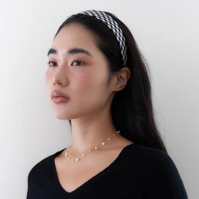 ginghamcheck hair band - black