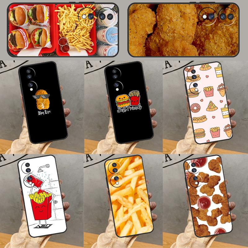 French Fries Burger Pizza Case For Honor Magic 6 5 7 Lite Honor 200 Pro 50 70 90 Lite X9b X9a X8b X8a X8 X9 X9c Cover