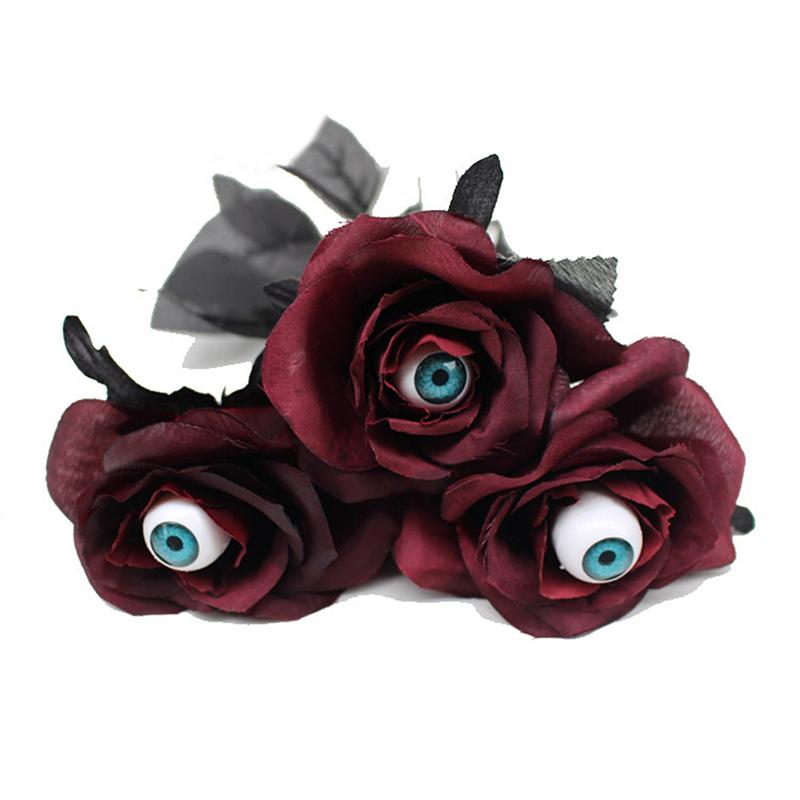 Flower Rose Artificial Flower With Eyeball Halloween Ghost Black Fake Flower