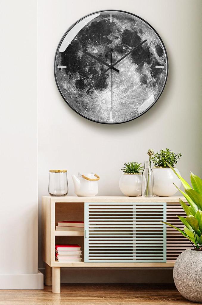 Moonstone Quartz Wall Clock - Silent, Artistic Design with Automatic Time Sync for Living Room
