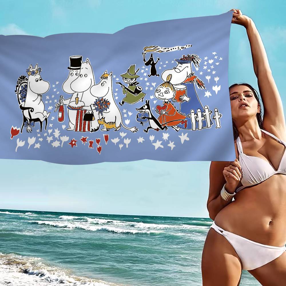 Cute M-Moomins Microfiber Printed Beach Towel Mountain Climbing Yoga Beach Swimming Running Absorbent Soft Towel