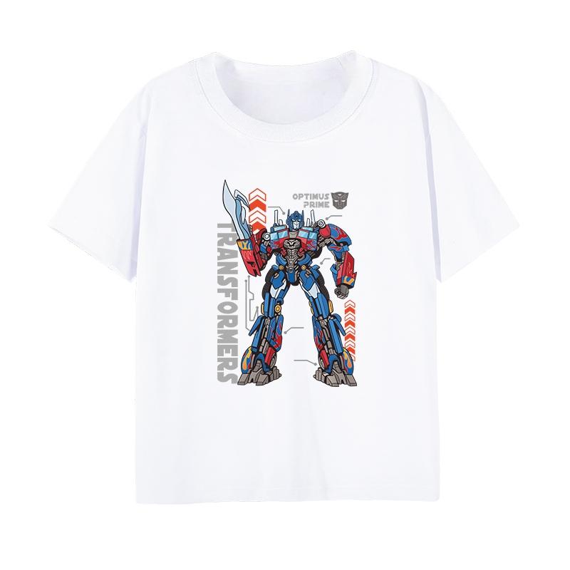 2026 Summer Transformers Autobots Pattern 100 Cotton Printed Hasbro Brand Childrens TShirt Loose Comfortable and Breathable