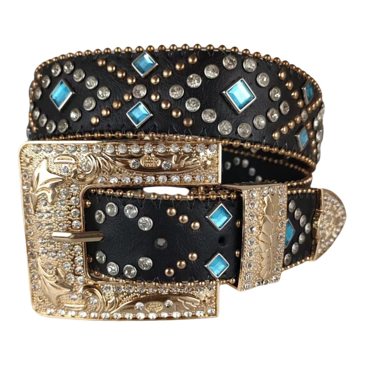 Новый ретро ремень со стразами для женщин 120cm