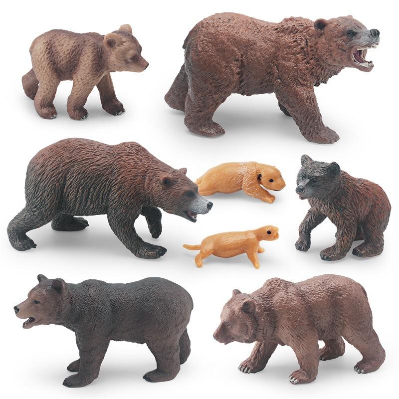 Simulation Forest Animal Brown Bear Growth Cycle Model Brown Bear Growth Transformation Process Static Ornament Toy