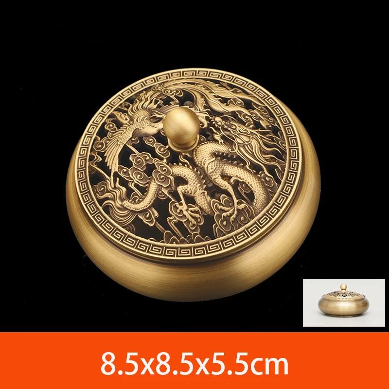 Klasický starožitný kadidelnice s plochým dnem Čistá měď pro domácnost Dekorativní interiérové ​​dekorace Zen santalové dřevo řezbářské kadidlo