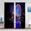 Giant Vertical Revolving Ferris Wheel Tulle Curtains Living Room Bedroom Decor Chiffon Sheer Voile Kitchen Window Curtain Drapes