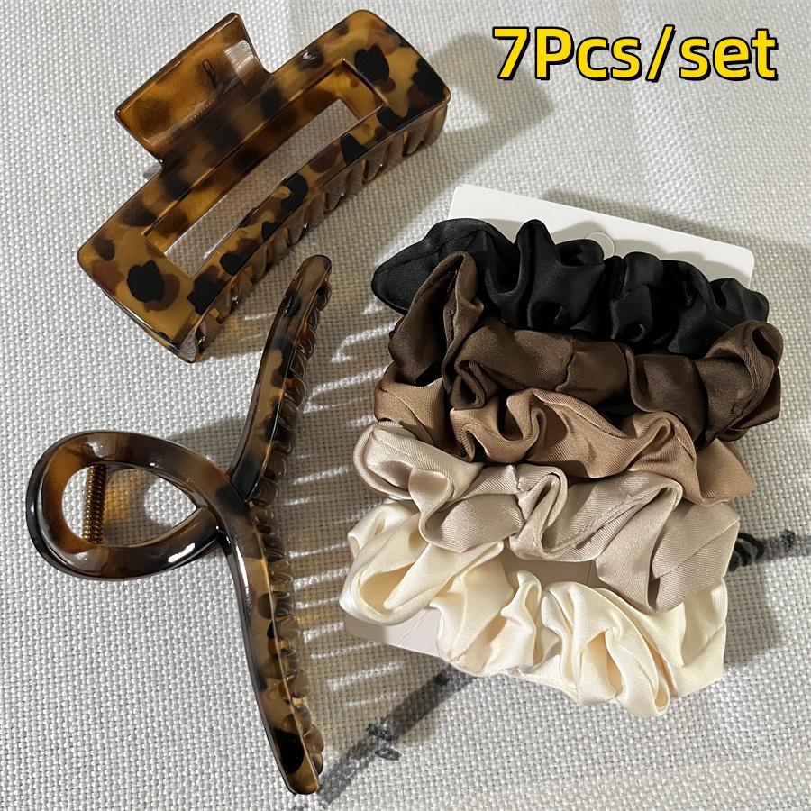 Vintage Leopard Print Hair Claw Clip Large Rectangular Secure Hold Hair Clip for Updos Elegant Hair Accessories Women Headwear
