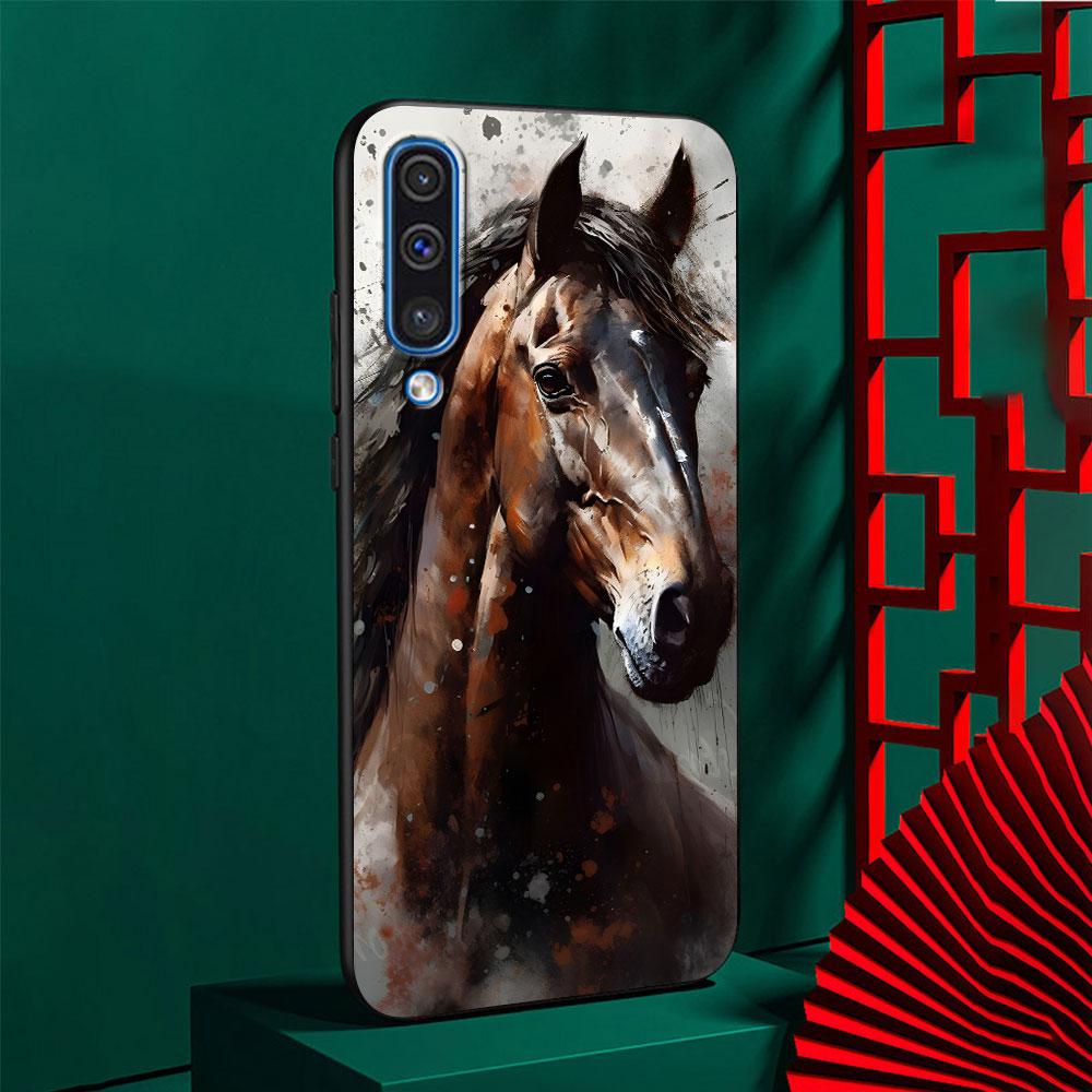 Horse Case for Samsung Galaxy A10s A50 A50s A02s A03s A20 A30 A20e A70 A70s A20s A30s A10 A40 A04 A04s A03 TPU Black Phone Cover