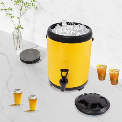 8L/12L Stainless Steel Insulated Beverage Dispenser,Yellow/Blue Round Tabletop Cold and Hot Drink Dispenser for Parties