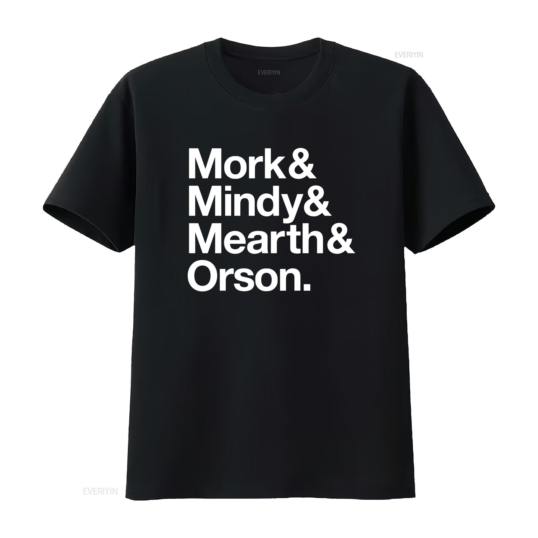

MORK and MINDY retro TV T Shirt Helvetica vintage Washed Unisex Casual Breathable Stretched designer clothes graphic Slightly 4XL
