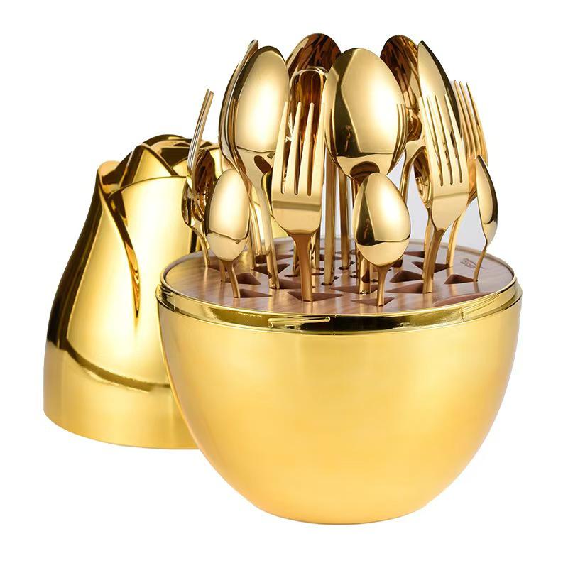 Creative Rose Stainless Steel 24-Piece Cutlery Set - Ideal for Tableware, Birthday & Wedding Gifts