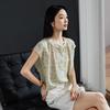 SOFSIL 2026 Summer French Elegant Floral Pleated Round Neck Blouse
