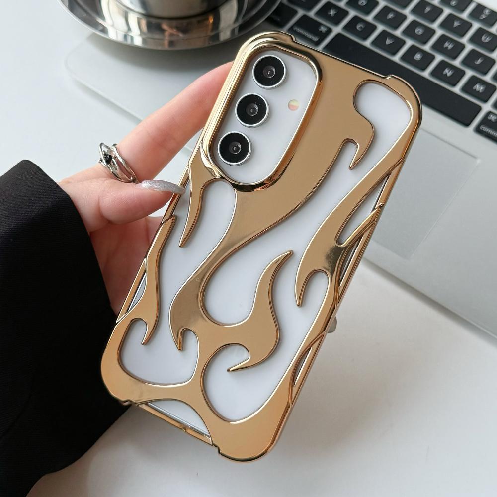 For Samsung Galaxy A54 5G Case Hollow Flame Design Electroplated TPU Phone Cover