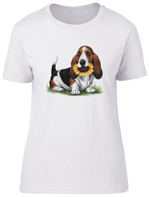 Basset Hound Hund mit Sonnenblume Haustier Tier Damen T-Shirt Damen Geschenk T-Shirt