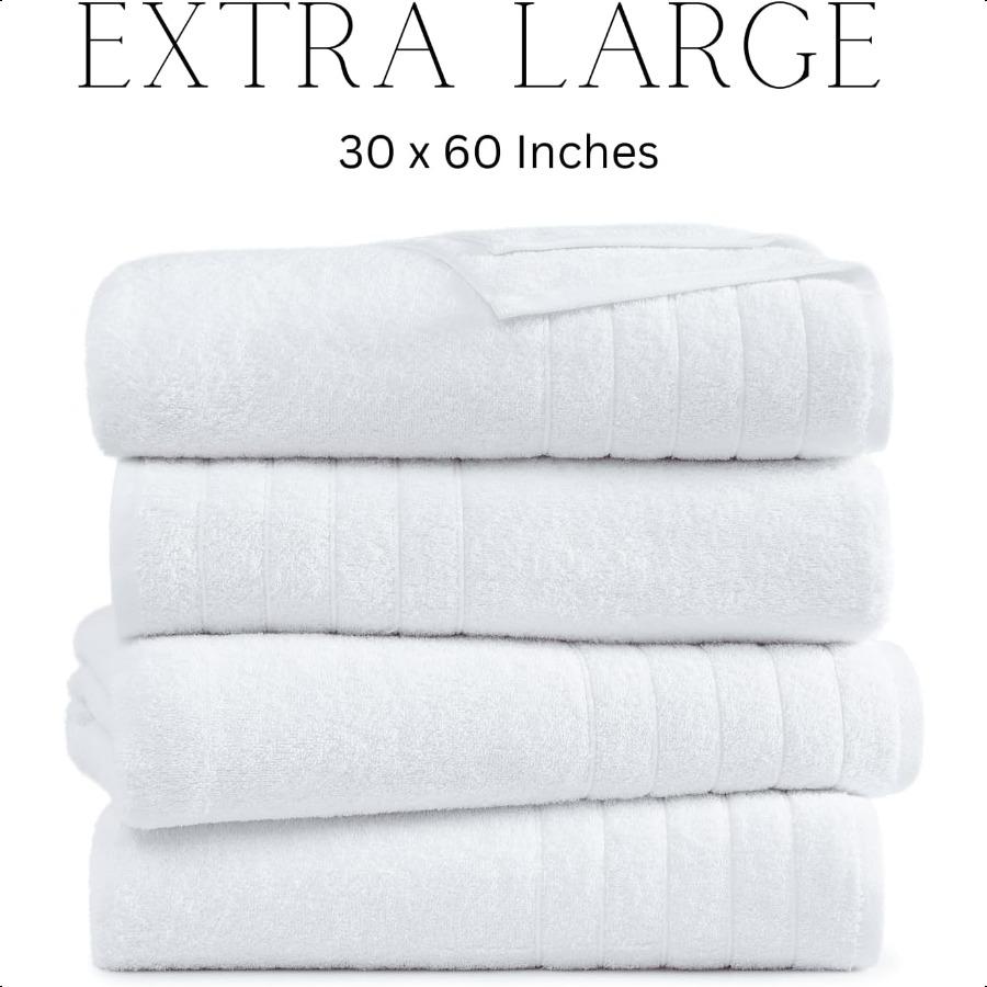 100 Cotton 4 Pack Bath Towels 30x60 Ring Spun Cotton Large Towels for Bathroom Quick Drying Highly Soft Absorbent Shower Towel